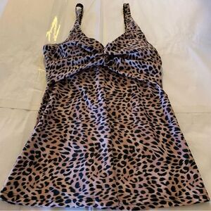 Pink Lily Swimsuit Bikini Top Tankini Cheetah Animal Print Sz Small NWOT